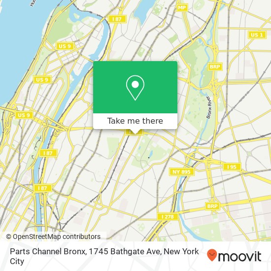 Mapa de Parts Channel Bronx, 1745 Bathgate Ave