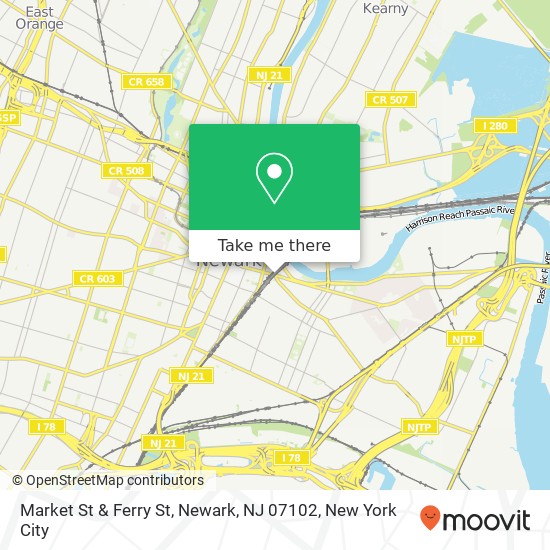 Mapa de Market St & Ferry St, Newark, NJ 07102