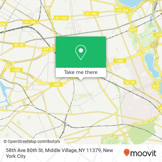 Mapa de 58th Ave 80th St, Middle Village, NY 11379