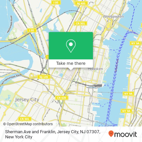 Mapa de Sherman Ave and Franklin, Jersey City, NJ 07307