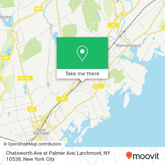 Mapa de Chatsworth Ave at Palmer Ave, Larchmont, NY 10538