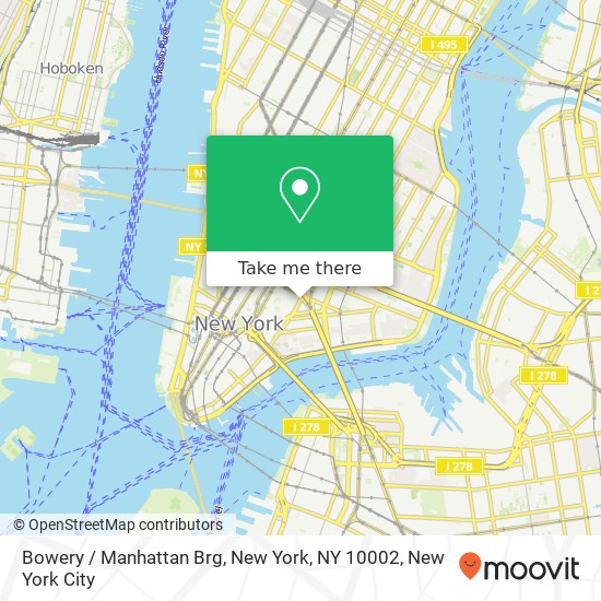 Mapa de Bowery / Manhattan Brg, New York, NY 10002