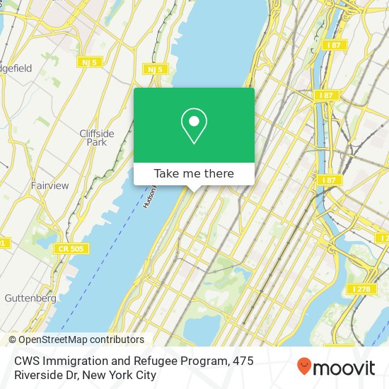 Mapa de CWS Immigration and Refugee Program, 475 Riverside Dr