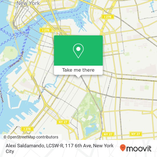 Mapa de Alexi Saldamando, LCSW-R, 117 6th Ave