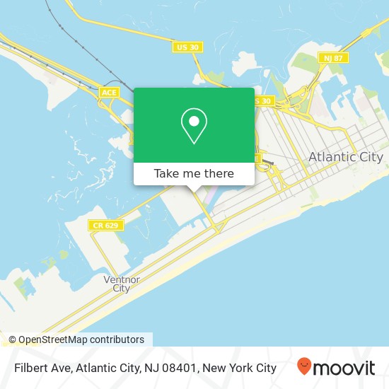Mapa de Filbert Ave, Atlantic City, NJ 08401