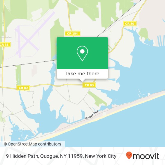 Mapa de 9 Hidden Path, Quogue, NY 11959