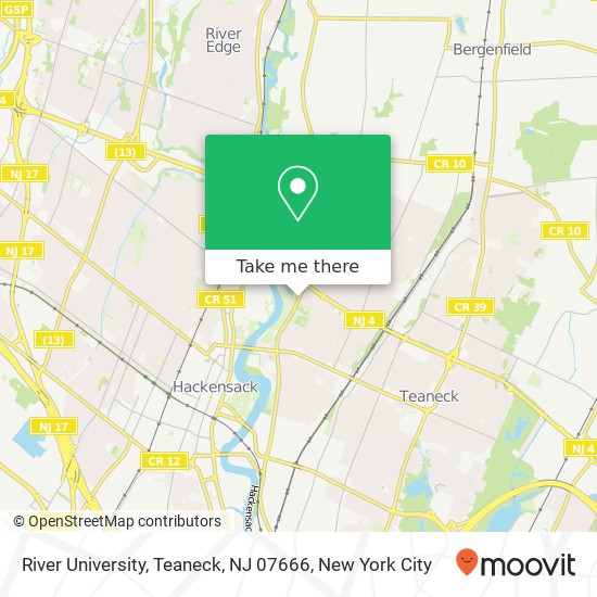 Mapa de River University, Teaneck, NJ 07666