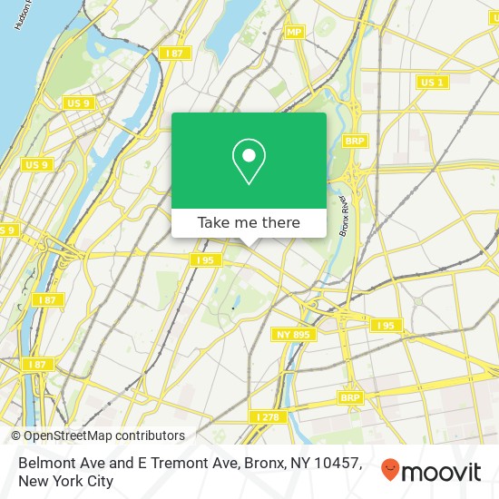 Mapa de Belmont Ave and E Tremont Ave, Bronx, NY 10457