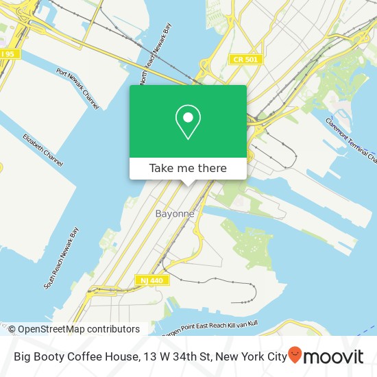Mapa de Big Booty Coffee House, 13 W 34th St