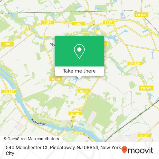 Mapa de 540 Manchester Ct, Piscataway, NJ 08854