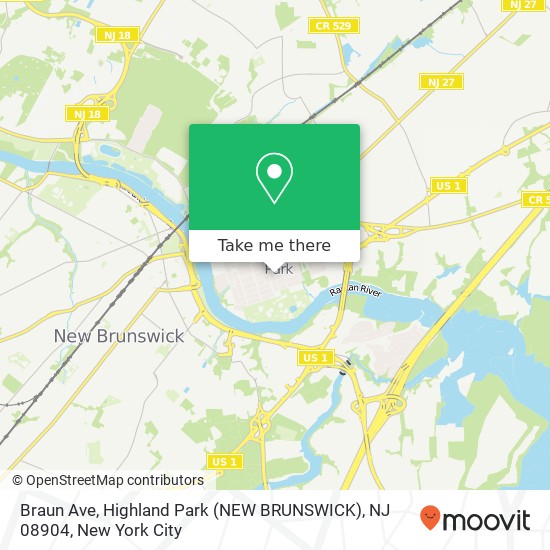 Braun Ave, Highland Park (NEW BRUNSWICK), NJ 08904 map