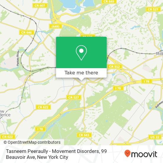 Mapa de Tasneem Peeraully - Movement Disorders, 99 Beauvoir Ave