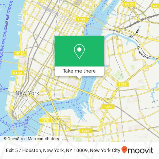 Exit 5 / Houston, New York, NY 10009 map