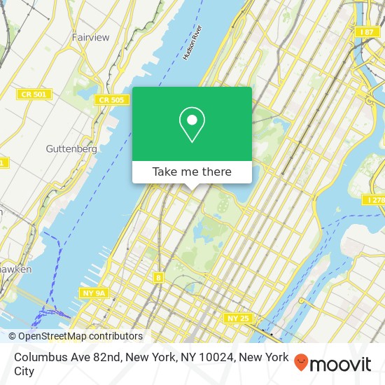 Mapa de Columbus Ave 82nd, New York, NY 10024