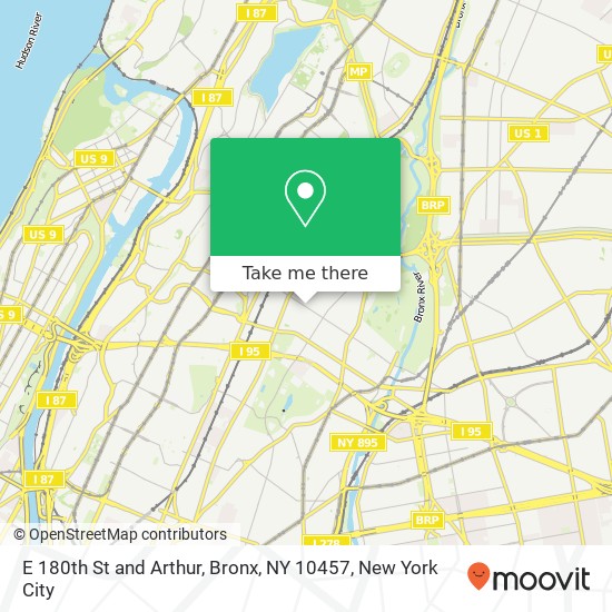 E 180th St and Arthur, Bronx, NY 10457 map
