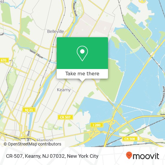 Mapa de CR-507, Kearny, NJ 07032