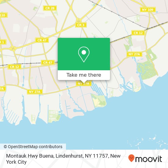 Mapa de Montauk Hwy Buena, Lindenhurst, NY 11757