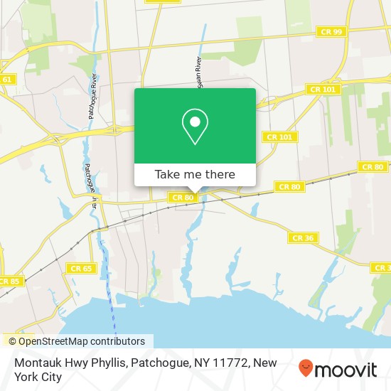 Montauk Hwy Phyllis, Patchogue, NY 11772 map