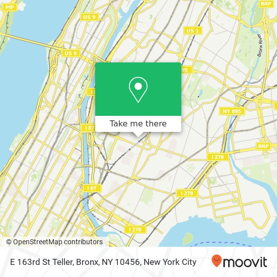 Mapa de E 163rd St Teller, Bronx, NY 10456