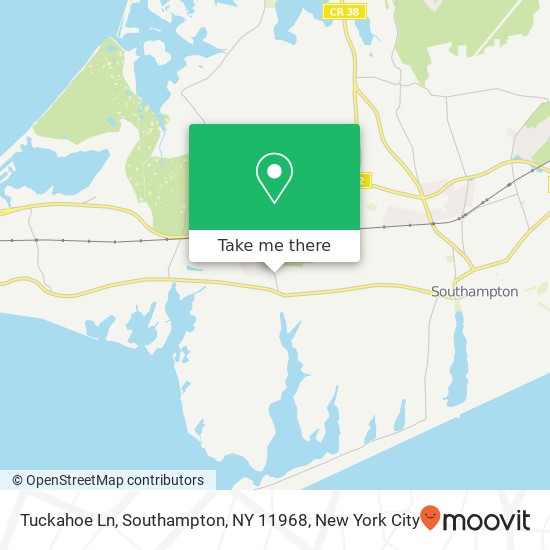 Mapa de Tuckahoe Ln, Southampton, NY 11968