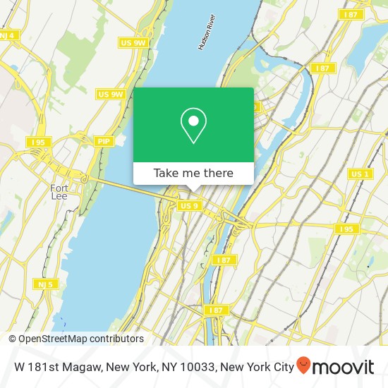 W 181st Magaw, New York, NY 10033 map