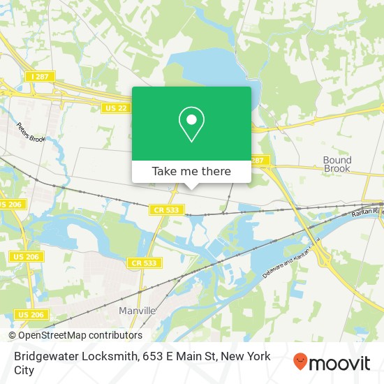 Mapa de Bridgewater Locksmith, 653 E Main St