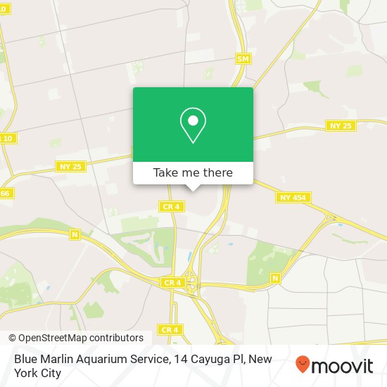 Mapa de Blue Marlin Aquarium Service, 14 Cayuga Pl