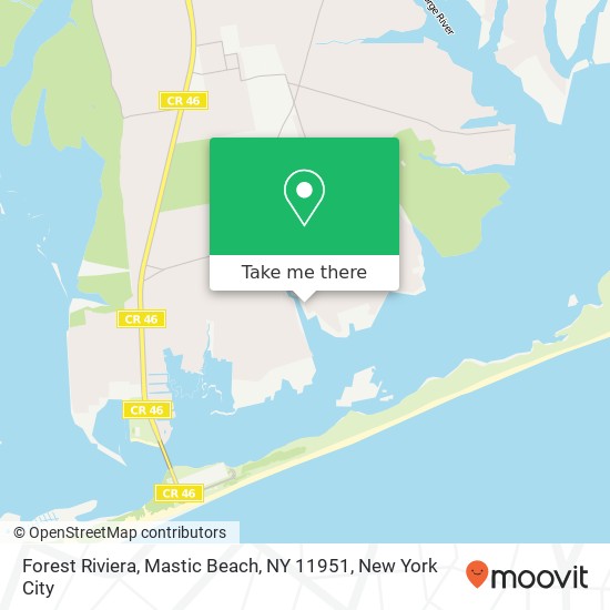 Mapa de Forest Riviera, Mastic Beach, NY 11951