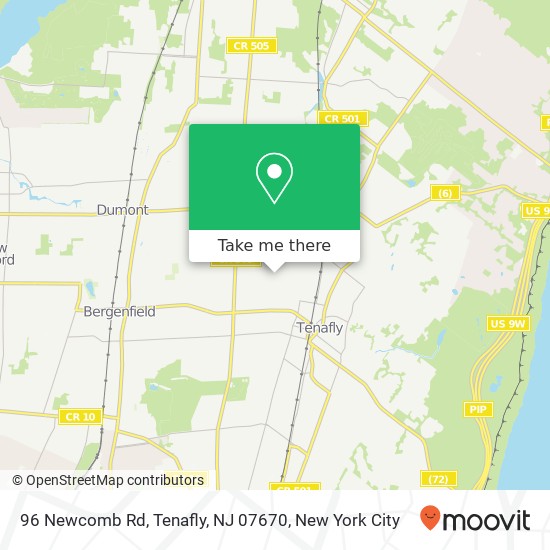 Mapa de 96 Newcomb Rd, Tenafly, NJ 07670