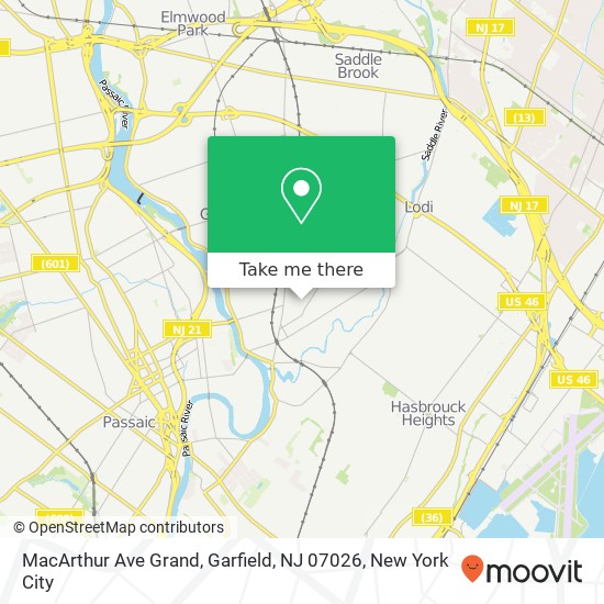 Mapa de MacArthur Ave Grand, Garfield, NJ 07026