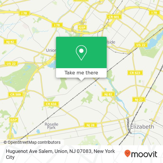 Huguenot Ave Salem, Union, NJ 07083 map
