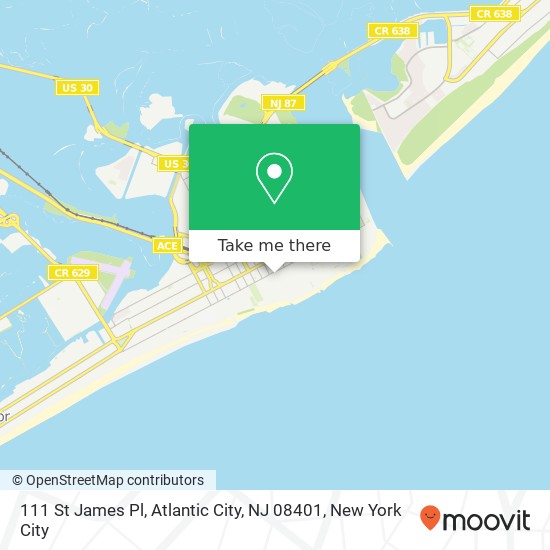 Mapa de 111 St James Pl, Atlantic City, NJ 08401