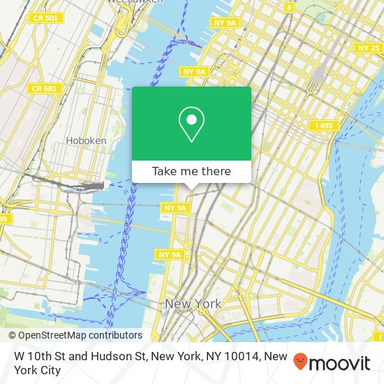 Mapa de W 10th St and Hudson St, New York, NY 10014