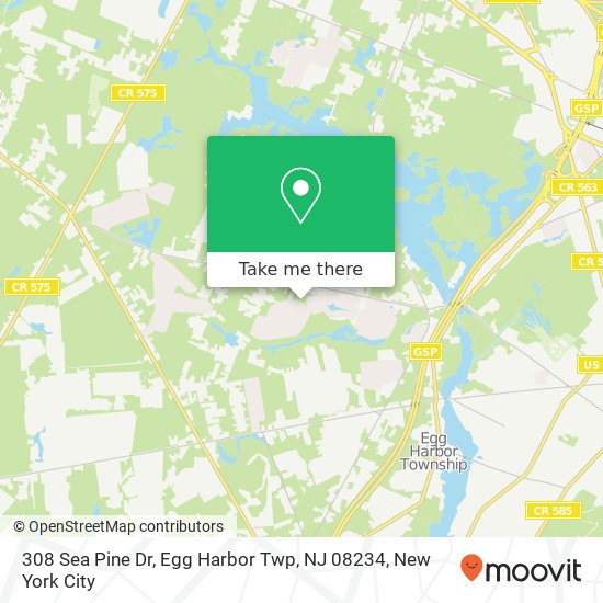 Mapa de 308 Sea Pine Dr, Egg Harbor Twp, NJ 08234