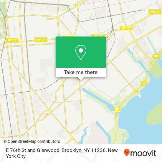 Mapa de E 76th St and Glenwood, Brooklyn, NY 11236