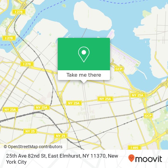Mapa de 25th Ave 82nd St, East Elmhurst, NY 11370