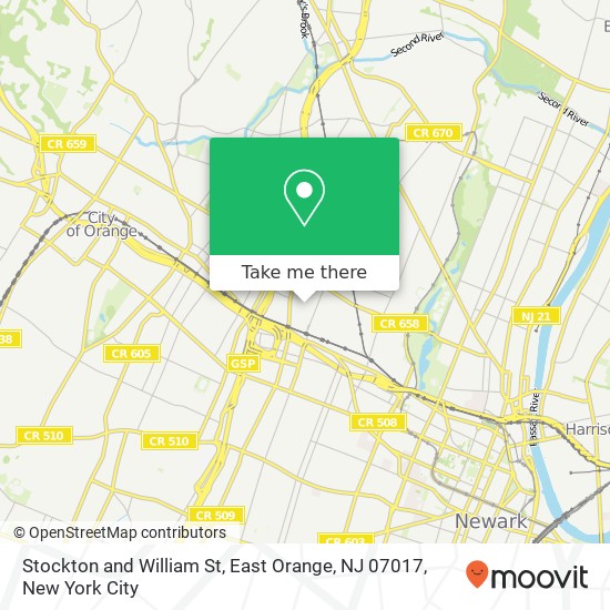 Mapa de Stockton and William St, East Orange, NJ 07017