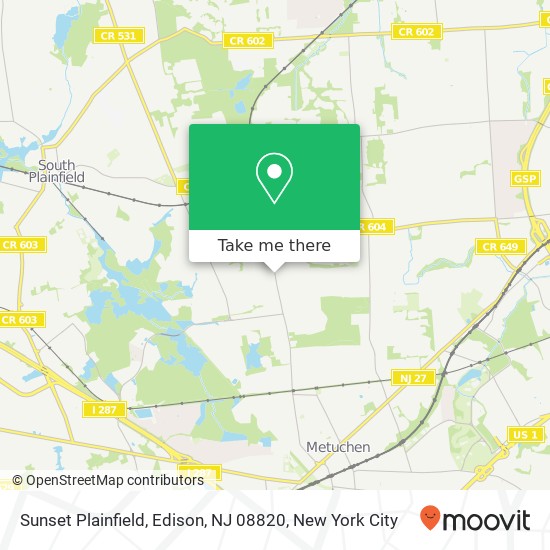 Mapa de Sunset Plainfield, Edison, NJ 08820