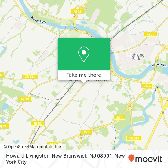 Mapa de Howard Livingston, New Brunswick, NJ 08901