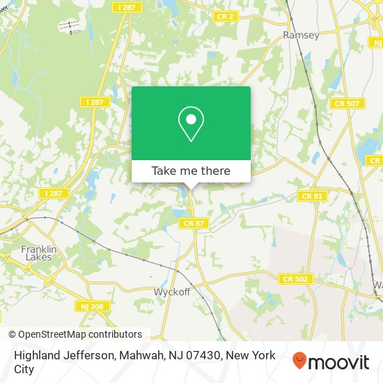 Mapa de Highland Jefferson, Mahwah, NJ 07430