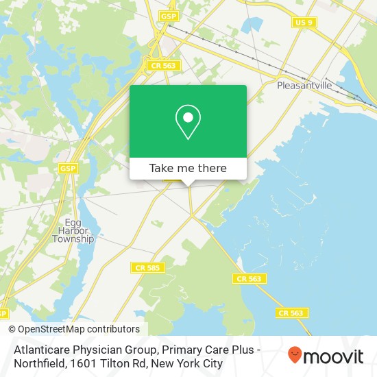 Mapa de Atlanticare Physician Group, Primary Care Plus - Northfield, 1601 Tilton Rd