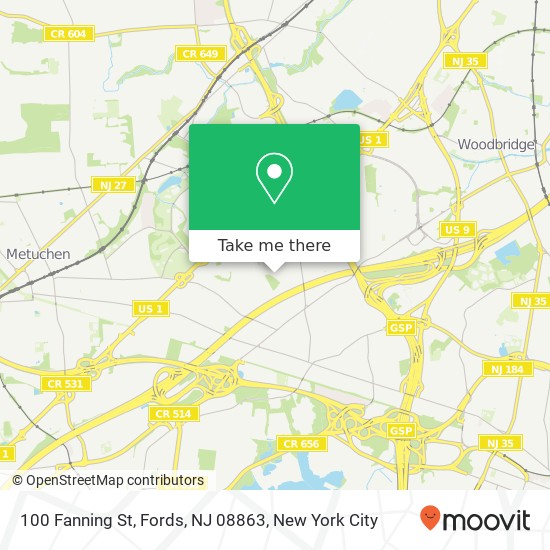 Mapa de 100 Fanning St, Fords, NJ 08863