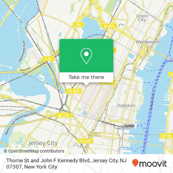 Thorne St and John F Kennedy Blvd, Jersey City, NJ 07307 map