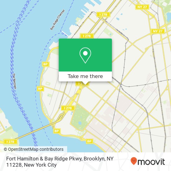 Mapa de Fort Hamilton & Bay Ridge Pkwy, Brooklyn, NY 11228