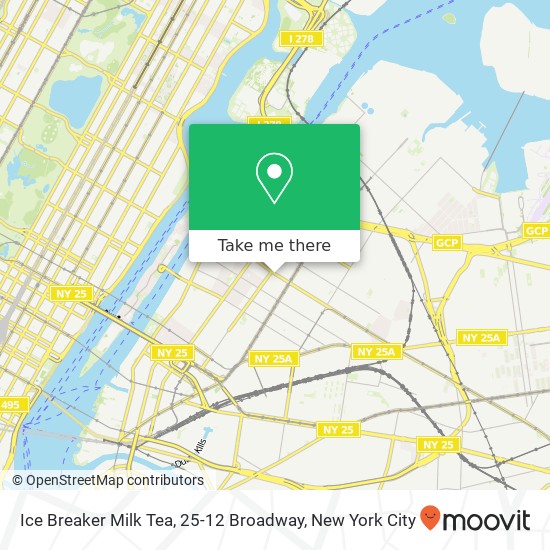 Mapa de Ice Breaker Milk Tea, 25-12 Broadway