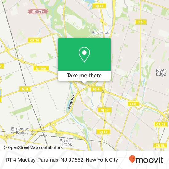 Mapa de RT 4 Mackay, Paramus, NJ 07652