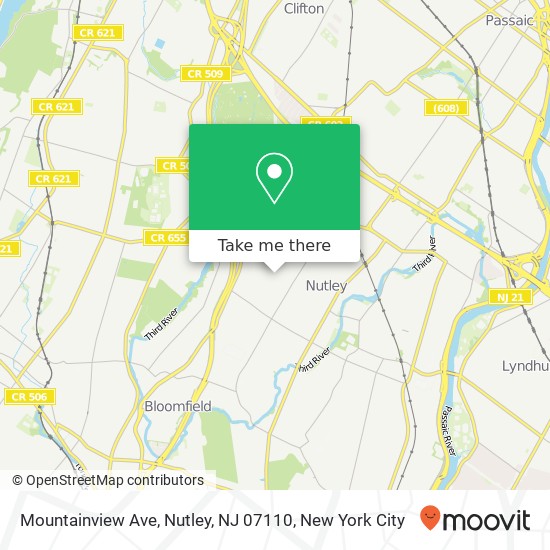 Mountainview Ave, Nutley, NJ 07110 map