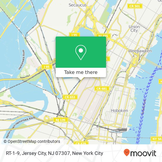 Mapa de RT-1-9, Jersey City, NJ 07307