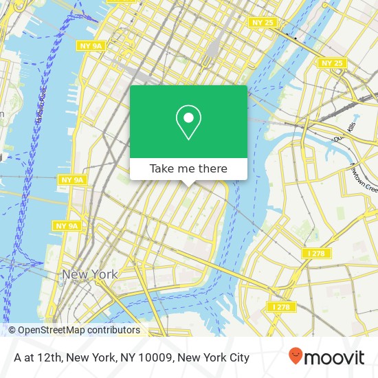 A at 12th, New York, NY 10009 map