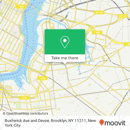 Mapa de Bushwick Ave and Devoe, Brooklyn, NY 11211